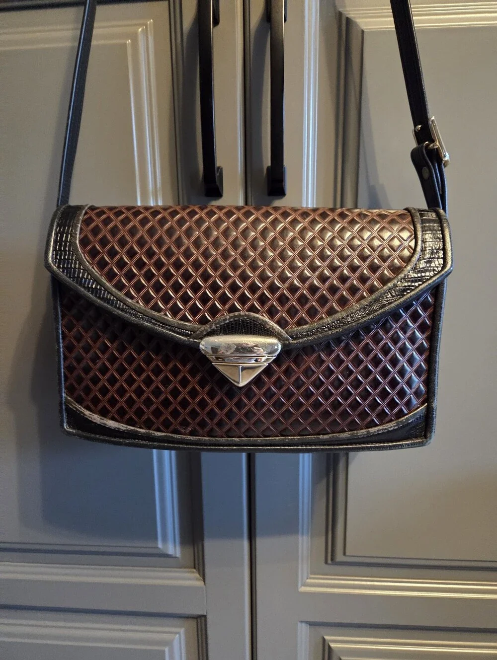 Leather Crossbody Bag Silver And Gold Hardware